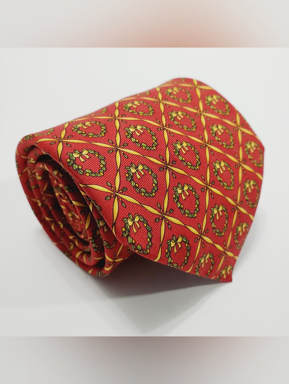 Brooks Brothers Makers Men's Silk Neck Tie Multicolor Geometric Xmas Wreaths
